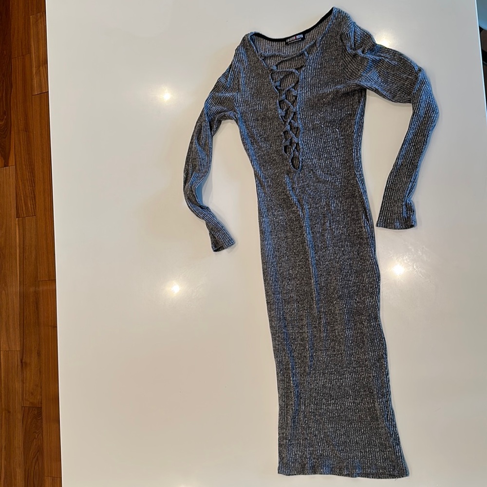 Fashion Nova lace up front knit dress